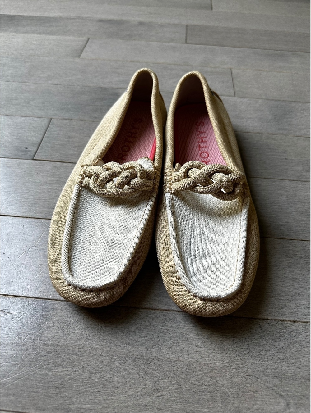 Women’s The Braid Driver Rothy's Beige and Cream Slip-On Shoe LoafersSize 9.5